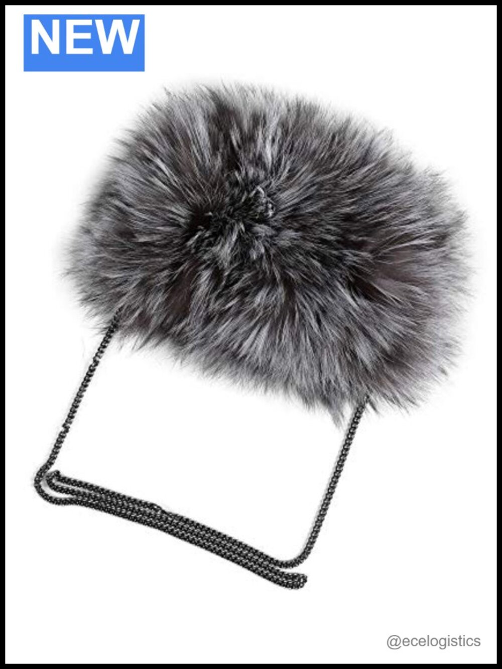 Women's Faux Fur Crossbody Sling Bag with Metal Strap, Cute Plush Shoulder Bag